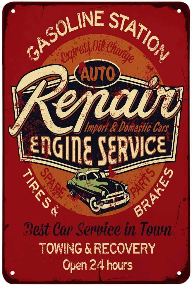 لافتة معدنية كلاسيكية لخدمة إص - مراجعة Auto Repair Shop Open وسعره